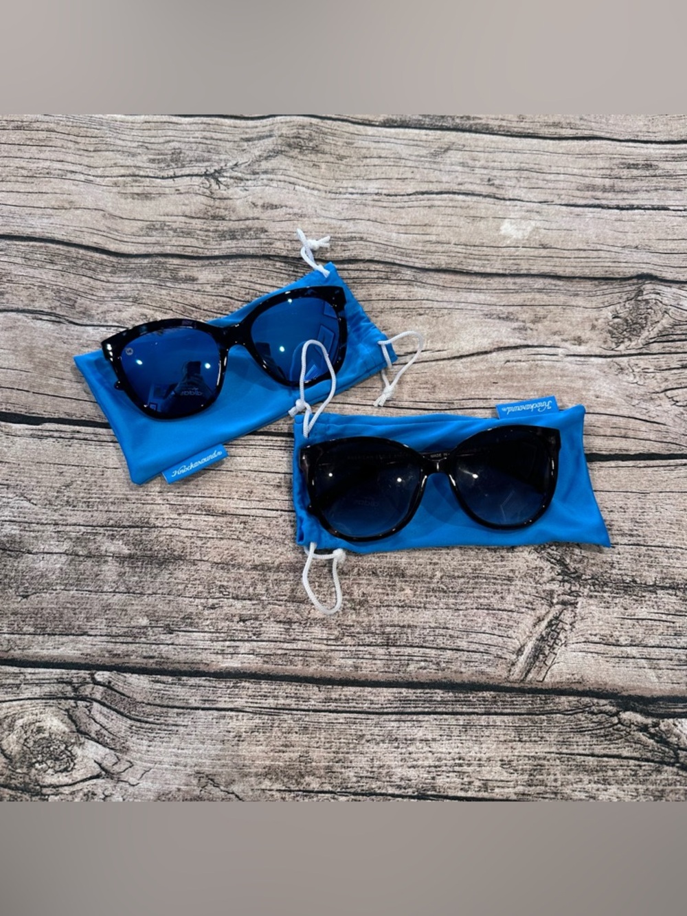 Lot of 2 Knockaround Deja View Sunglasses; Black Tortoise & Black/Blue Tortoise